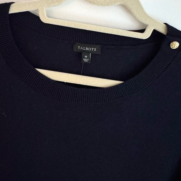 NWT Talbots Navy Blue Crewneck Sweater Top 3/4 Sleeves Preppy Summer Top Medium - Picture 4 of 9